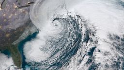 Satellite image of rapidly deepening blizzard off the northeastern United Stateson January 4, 2018.