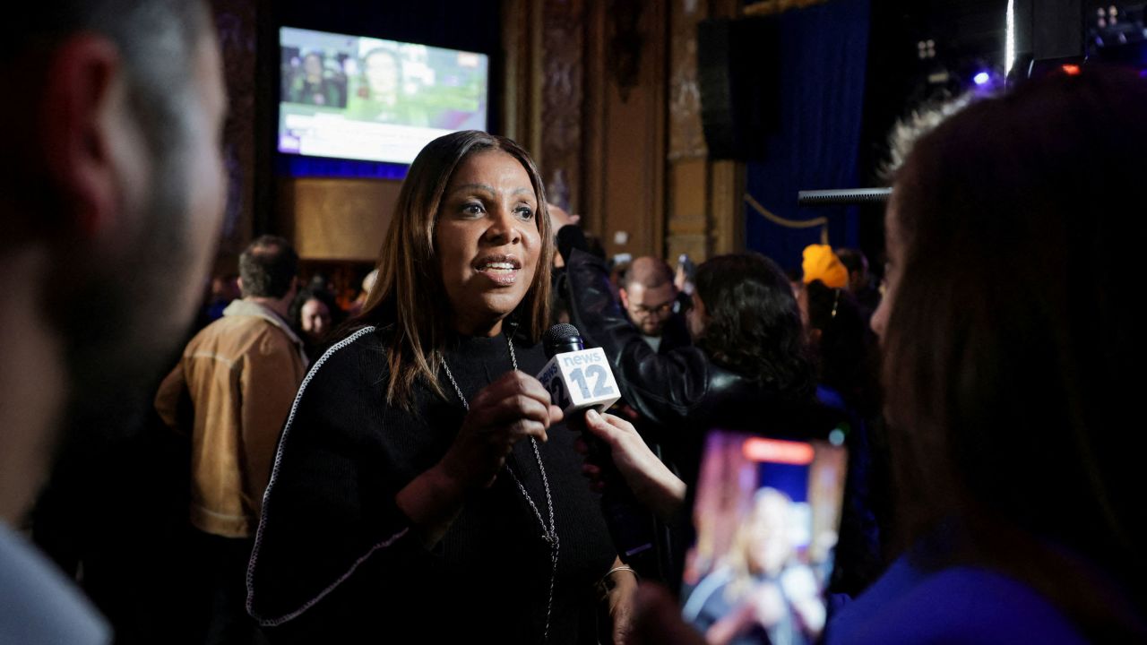 New York Attorney General Letitia James during an election night rally in Brooklyn on November 4, 2025.