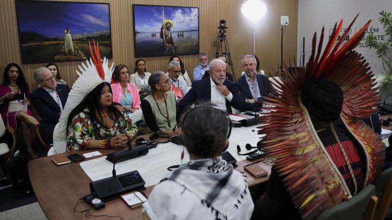 Brazil's President Luiz Inacio Lula da Silva attends a meeting with indigenous people during the UN Climate Change Conference (COP30), in Belem, Brazil, November 19, 2025.