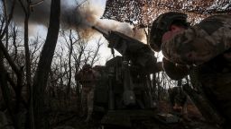 Servicemen of the 148th Separate Artillery Zhytomyr Brigade of the Armed Forces of Ukraine  fire a Caesar self-propelled howitzer towards Russian troops at a position on the front line, amid Russia's attack on Ukraine, near the frontline town of Pokrovsk in Donetsk region, Ukraine November 23, 2025. REUTERS/Anatolii Stepanov     TPX IMAGES OF THE DAY     