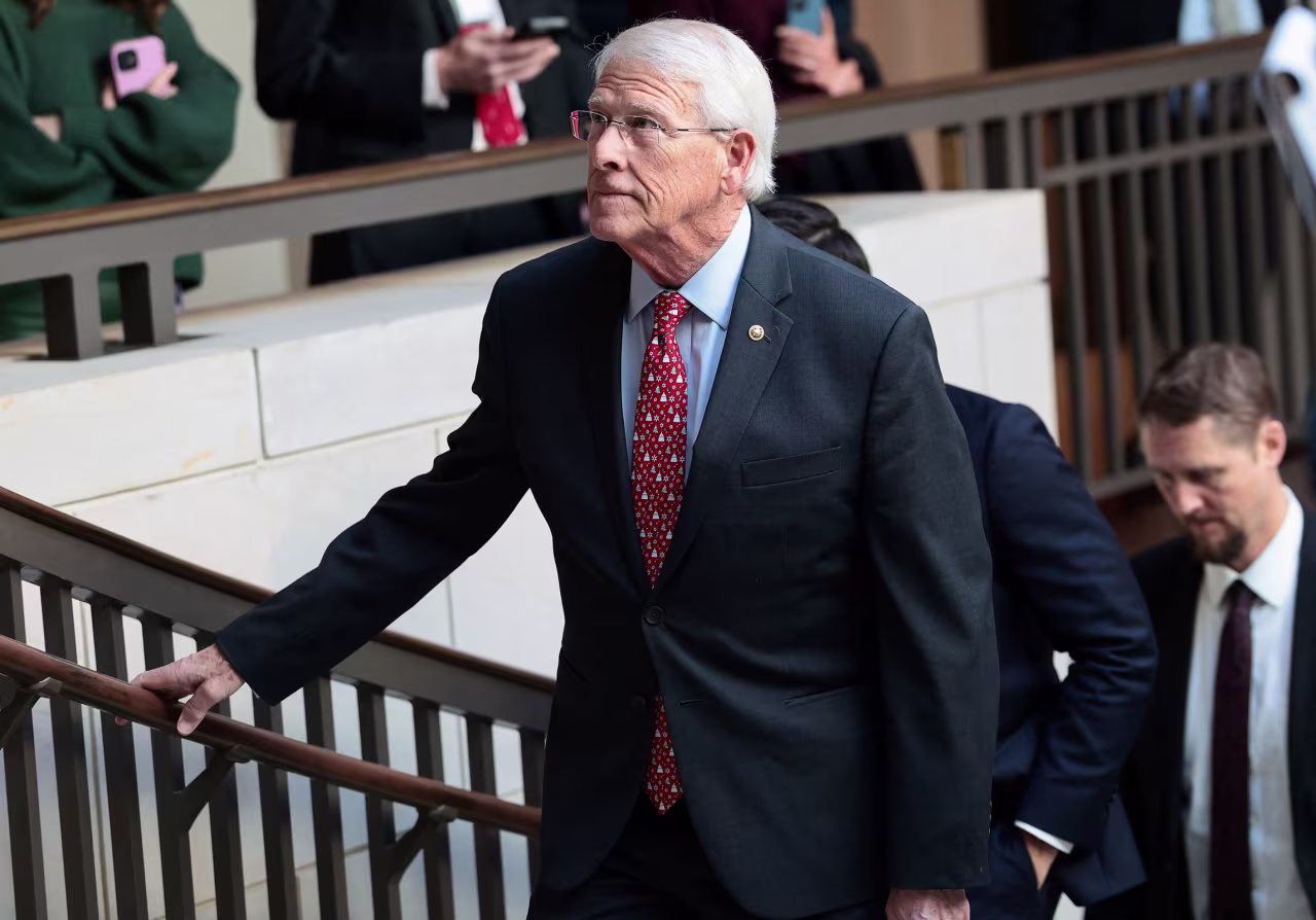 Sen. Roger Wicker, chairman of the Senate Armed Services Committee, departs a classified briefing on US strikes against boats suspected of smuggling drugs, on Thursday.
