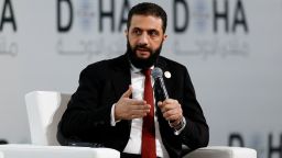 Syrian President Ahmed al-Sharaa speaks as he attends the 23rd edition of the annual Doha Forum, in Doha, Qatar, December 6, 2025.