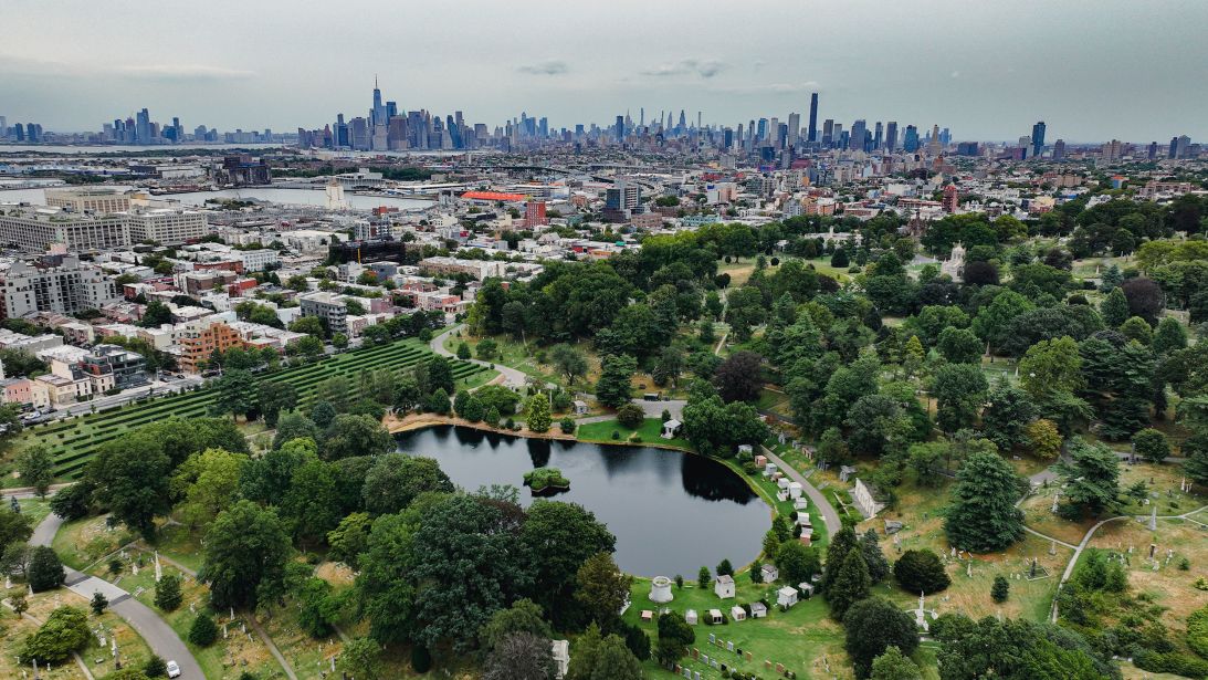 Your subway wasn’t built for this world 5 An aerial view of Green-Wood Cemetery in Brooklyn, New York.