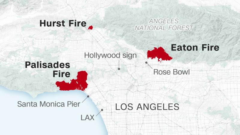 Visualizing the Los Angeles wildfires and evacuation zones in maps and charts