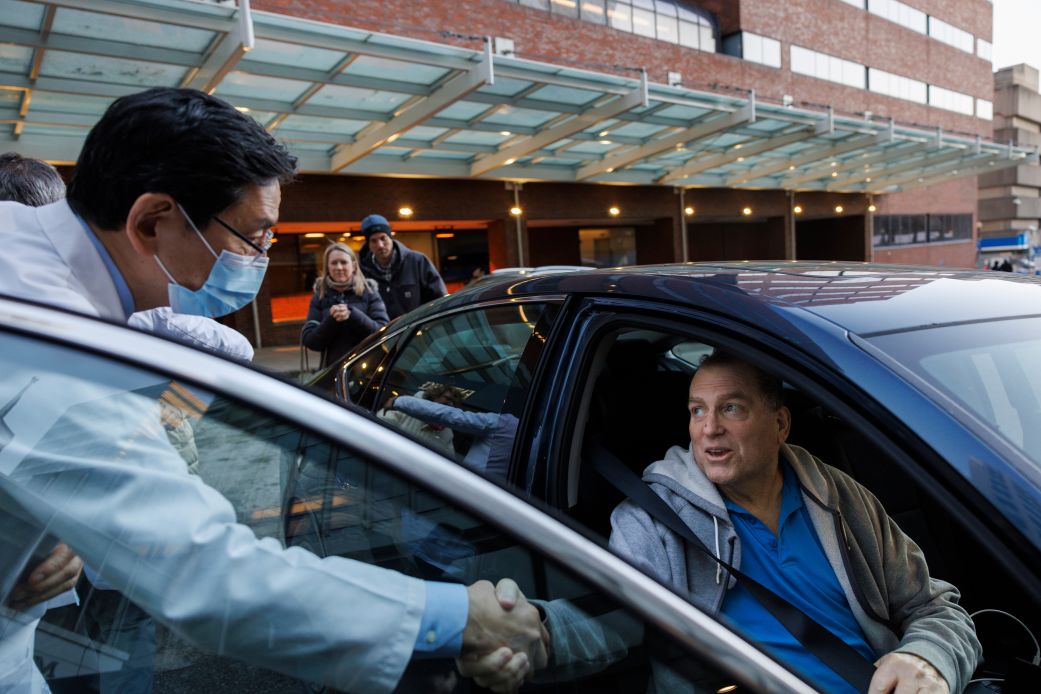 Tim Andrews of New Hampshire received a genetically modified pig kidney at Mass General Brigham in January.