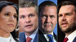 A quartet of younger veterans of the global war on terror form a key component of Trump's national security team, from left: Director of National Intelligence Tulsi Gabbard, Defense Secretary Pete Hegseth, national security adviser Mike Waltz and Vice President JD Vance.