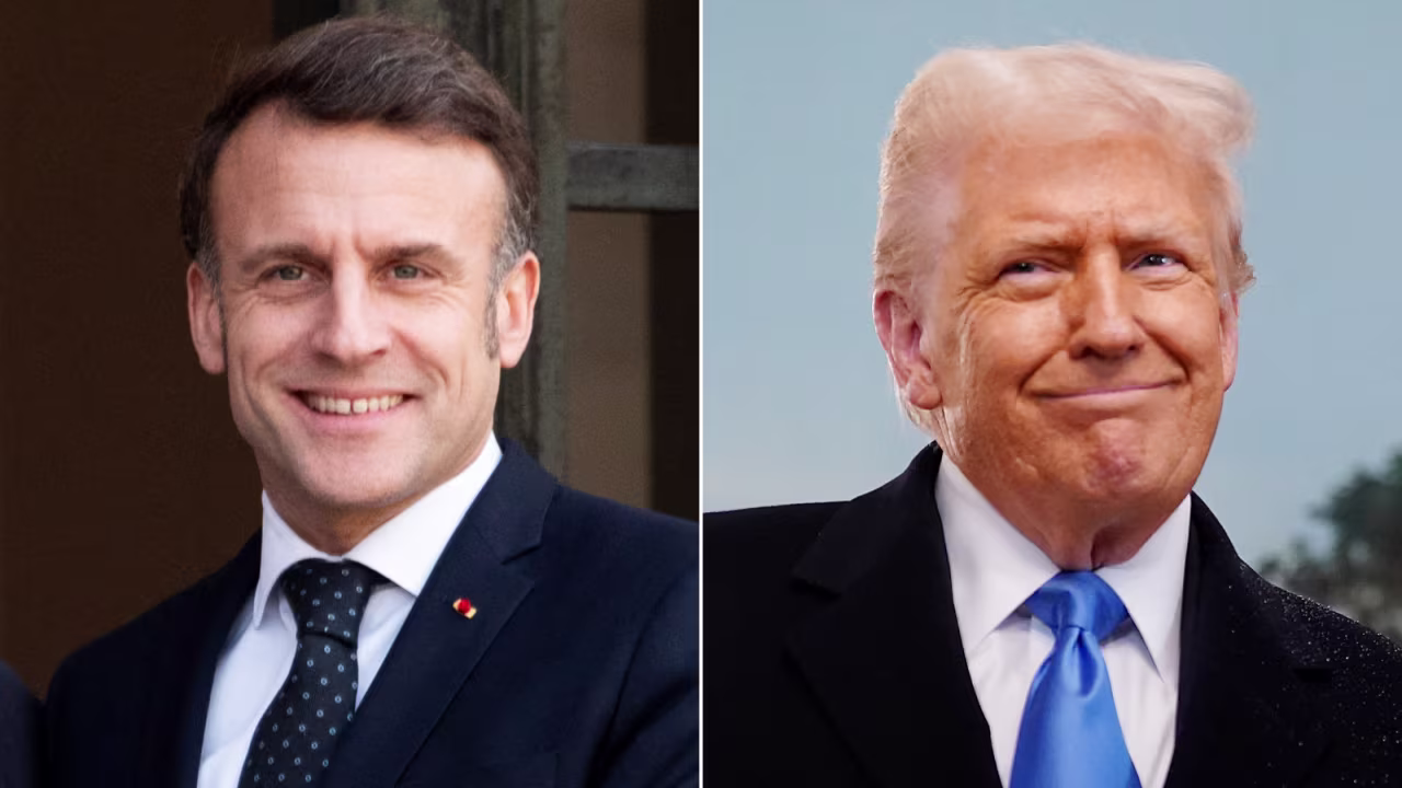 French President Emmanuel Macron, left, and US President Donald Trump
