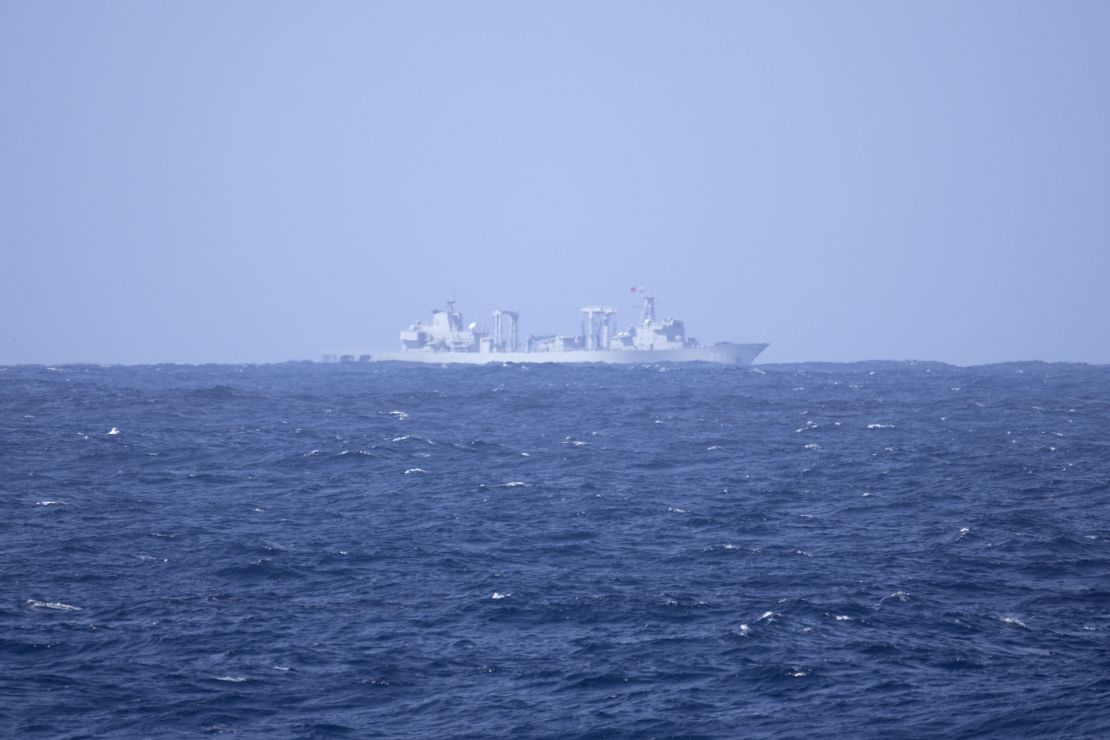 The People's Liberation Army Navy's Fuchi-class replenishment vessel Weishanhu in the Great Australian Bight on February 28, 2025.