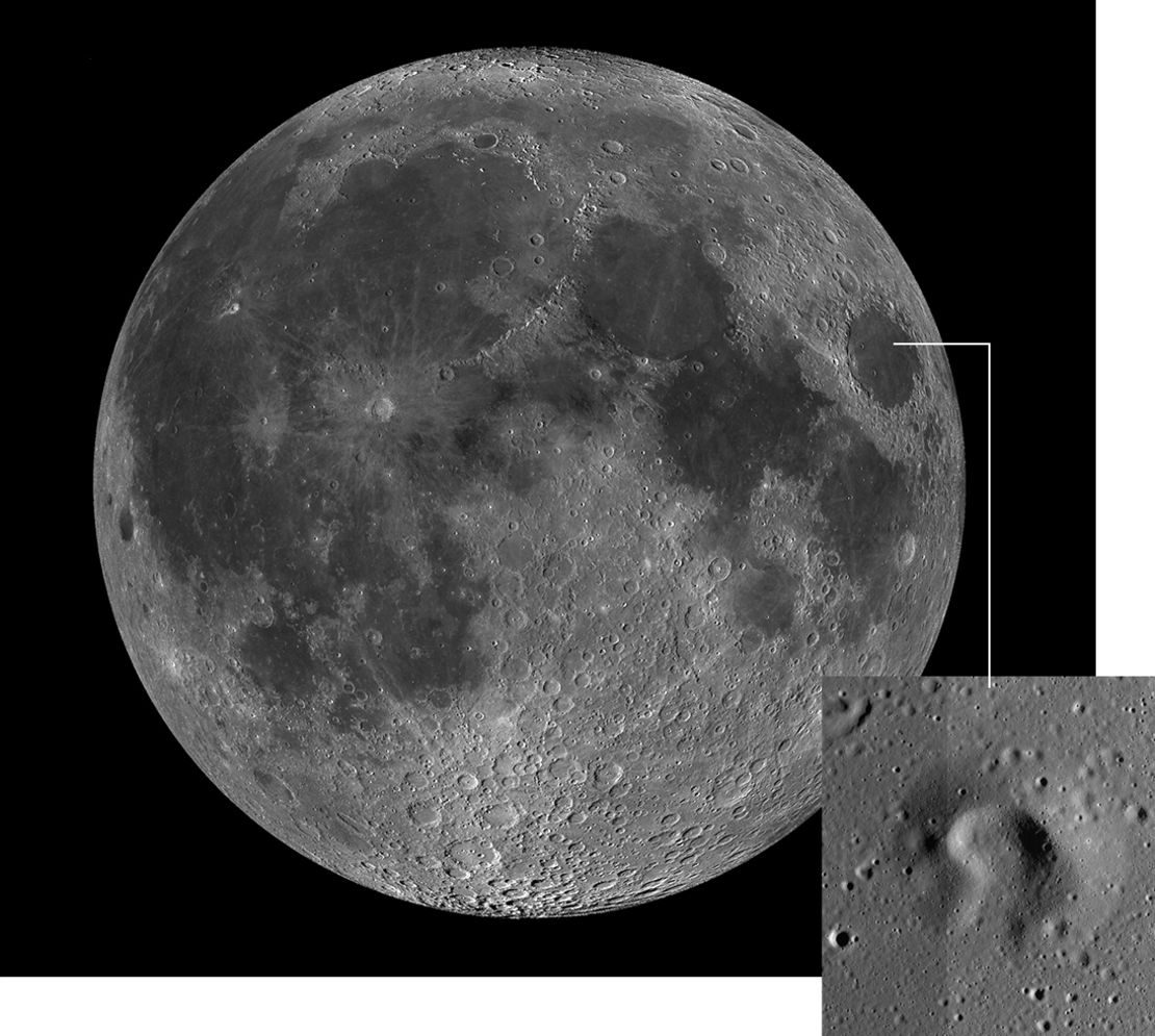 Blue Ghost's planned landing site of Mons Latreille (inset) within Mare Crisium.