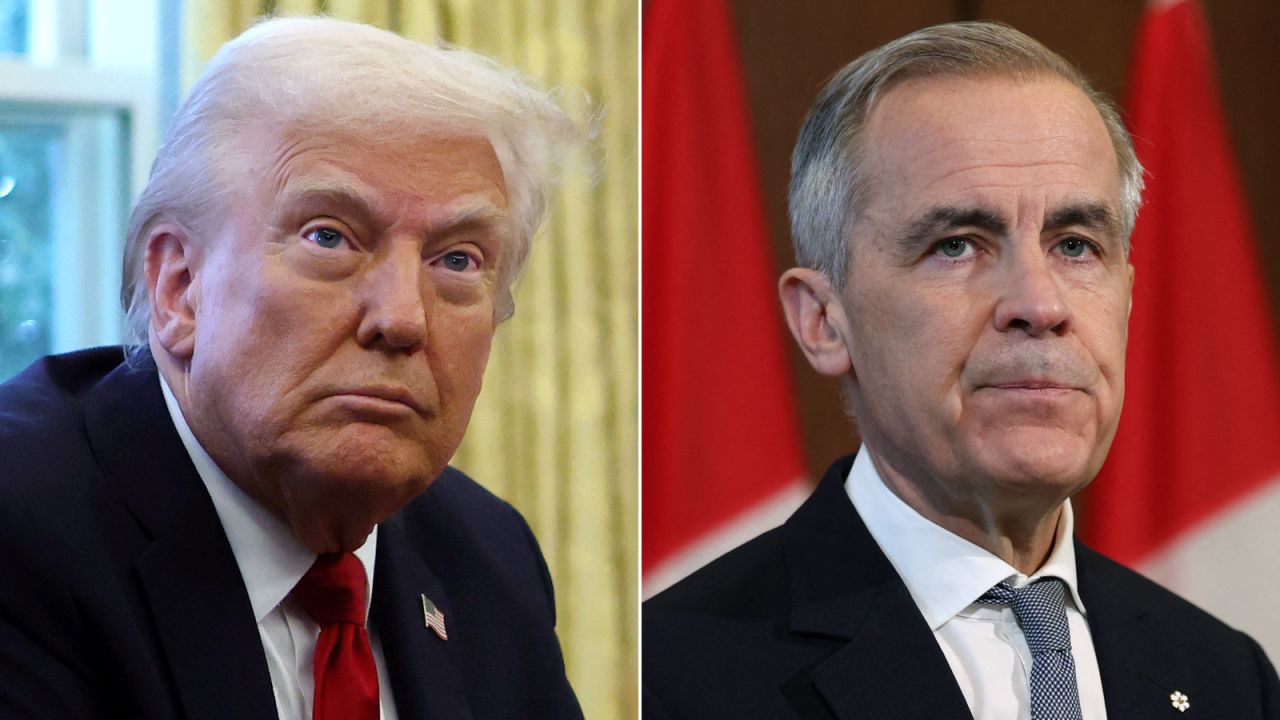 El presidente Donald Trump y el primer ministro canadiense Mark Carney