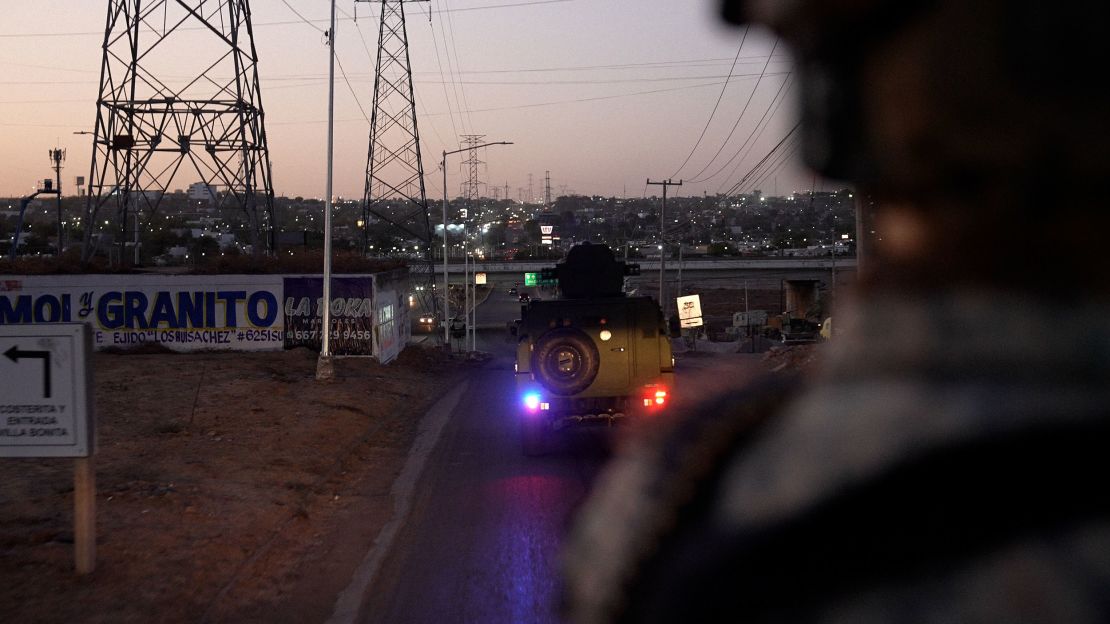 Mexican military on a night patrol in Culiacan, Sinaloa