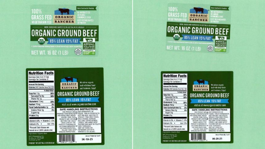 The ground beef was sold in 1-pound, vacuum-sealed packages.
