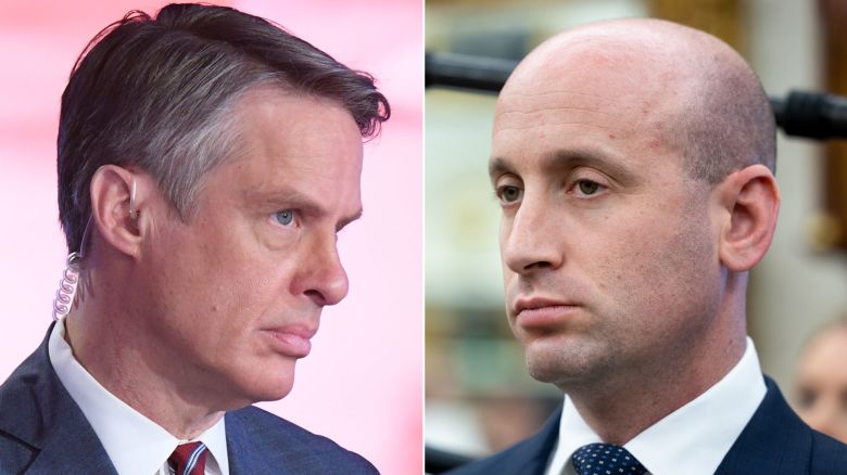 ABC News’ senior national correspondent Terry Moran, left, White House adviser Stephen Miller.