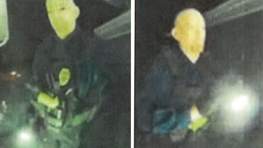 An image released by the US Attorney's Office shows a masked person knocking on a public official's door.