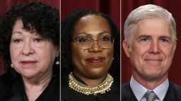 Supreme Court justices Sonia Sotomayor, Ketanji Brown Jackson and Neil Gorsuch.