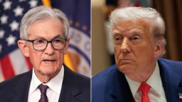 President Donald Trump said Thursday that the Federal Reserve, led by Chair Jerome Powell (L), should lower the nation's interest rate by two and a half points.