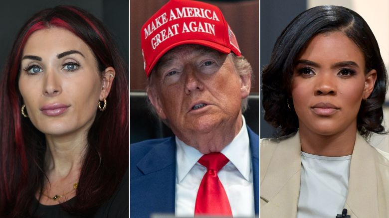 Left to right: Laura Loomer, President Donald Trump, and Candace Owens.
