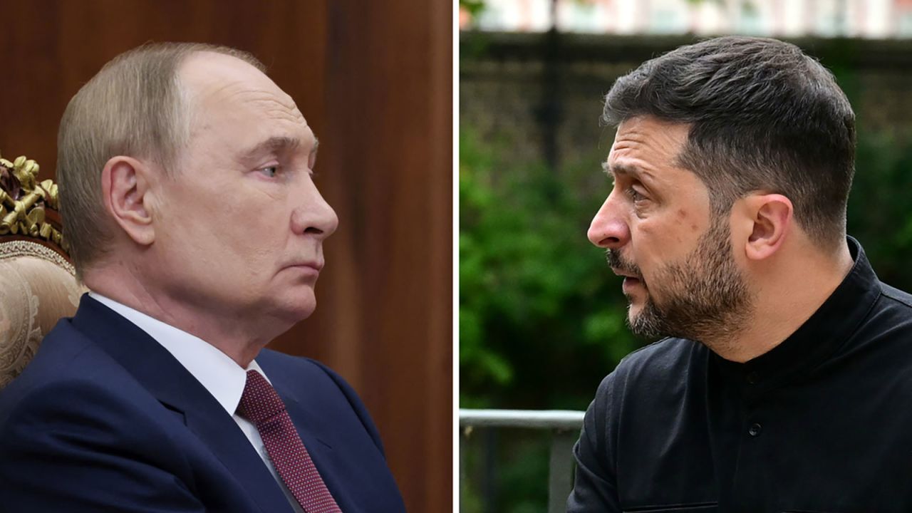 Russian President Vladimir Putin and Ukrainian President Volodymyr Zelensky