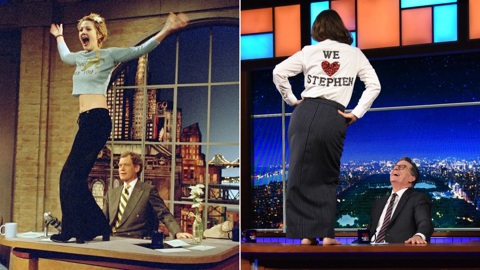 Drew Barrymore revisits 'Late Show' desk dance more than 30 years later  with Stephen Colbert | CNN