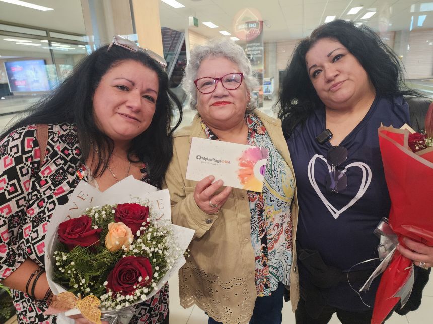 María Verónica Soto reunited with her daughters, Maria Beatrice and Adelia Rose Mereu Chessa, in Chile, 45 years after the twins were stolen as babies and placed for adoption with a foreign family.