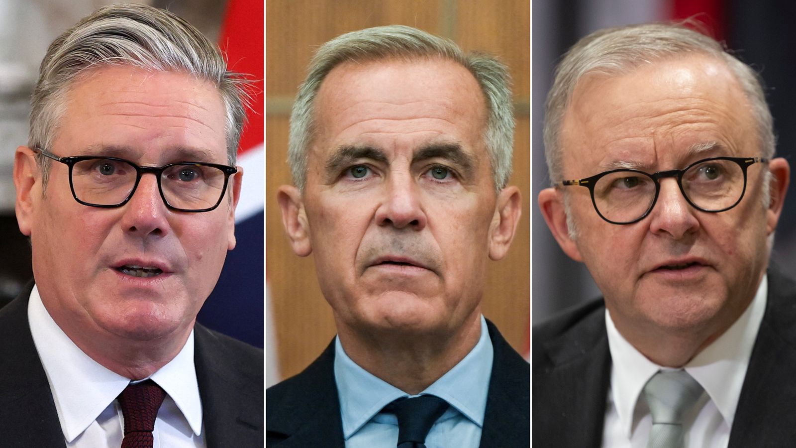 British Prime Minister Keir Starmer, Canadian Prime Minister Mark Carney and Australian Prime Minister Anthony Albanese.