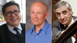 From left, Philippe Aghion, Peter Howitt and Joel Mokyr