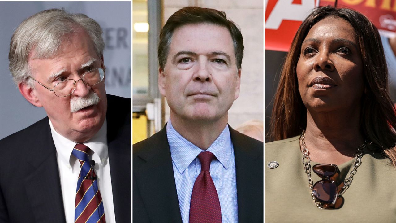 John Bolton, James Comey and Letitia James