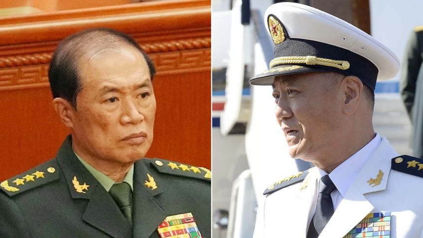 China's number two general He Weidong (left) and navy admiral Miao Hua (right) are the latest senior military officials to be targeted in a campaign against corruption in the People's Liberation Army.