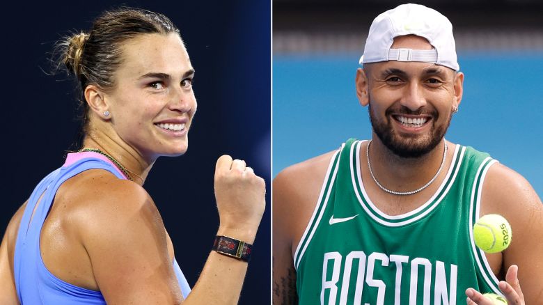 Aryna Sabalenka, left, and Nick Kyrgios.
