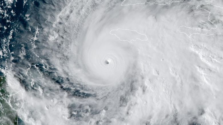 Hurricane Melissa pictured in the Caribbean Sea on Tuesday, October 28.
