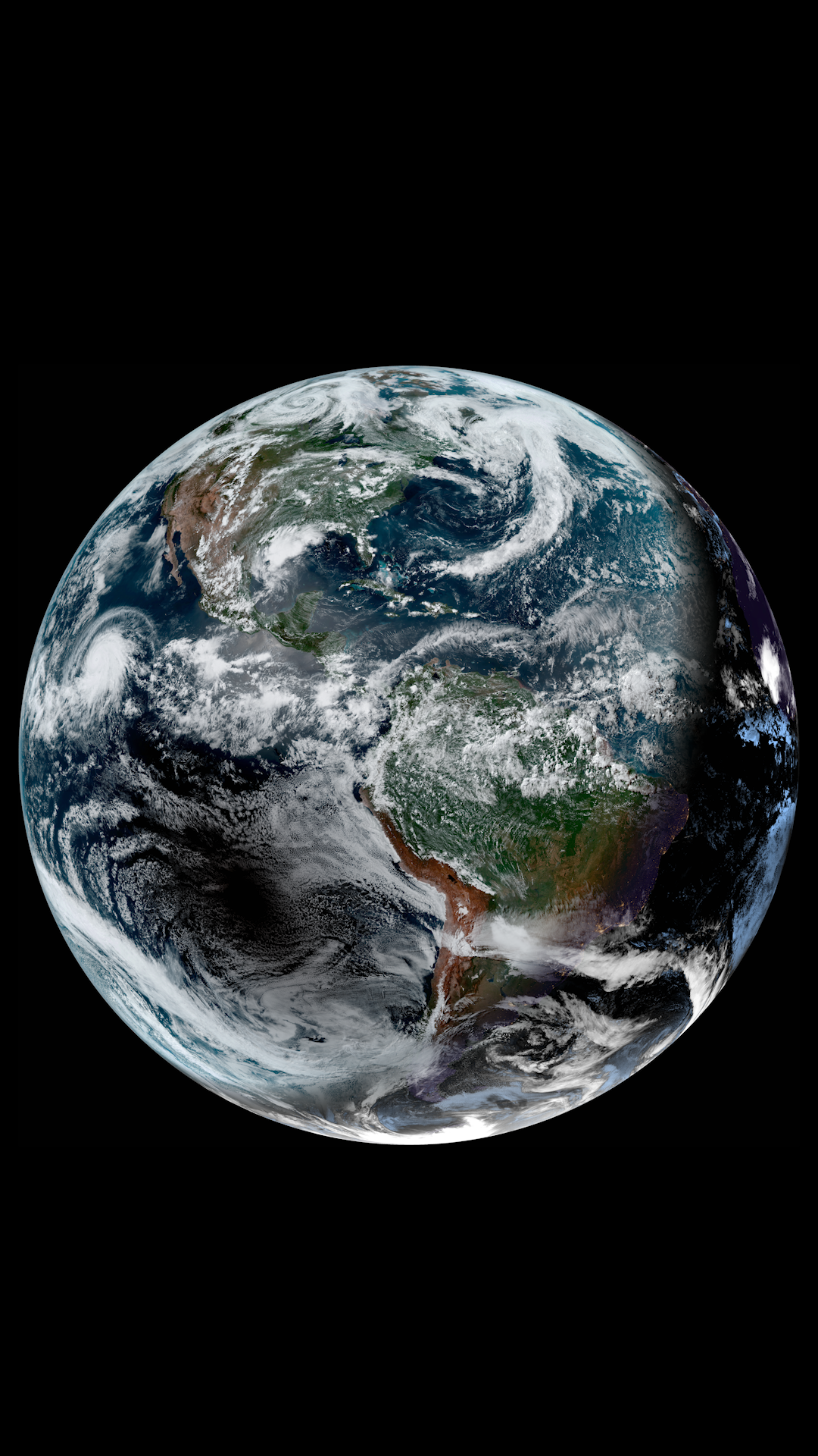 A satellite view of Earth during a total solar eclipse on July 2, 2019.