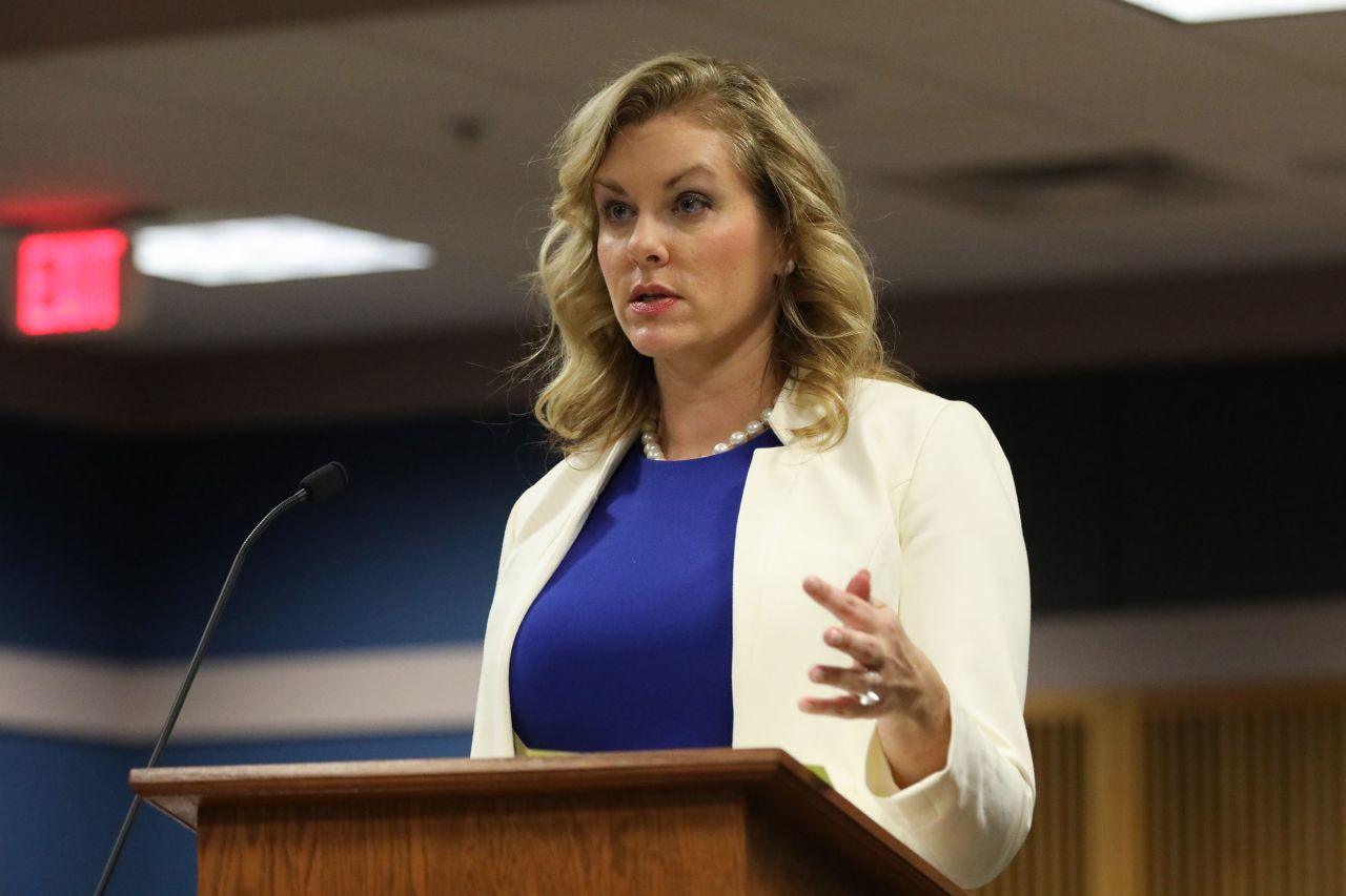 Attorney Ashleigh Merchant speaks during a hearing on February 15, in Atlanta.