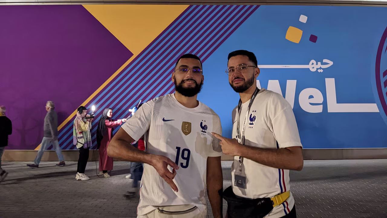 Iven Achourida (left) has travelled to Qatar with his friend Rayan Benabdelkader (right)
