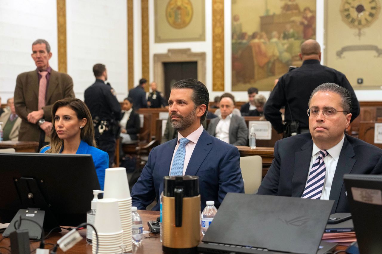 Donald Trump Jr. sits in court during his civil fraud trial at New York State Supreme Court on November 2, in New York City. 