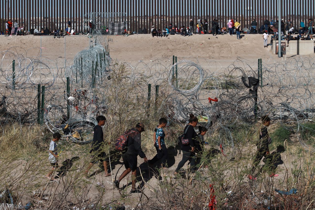 Groups of migrants arrive at the Rio Grande in Ciudad Juarez, Mexico, on March 5.