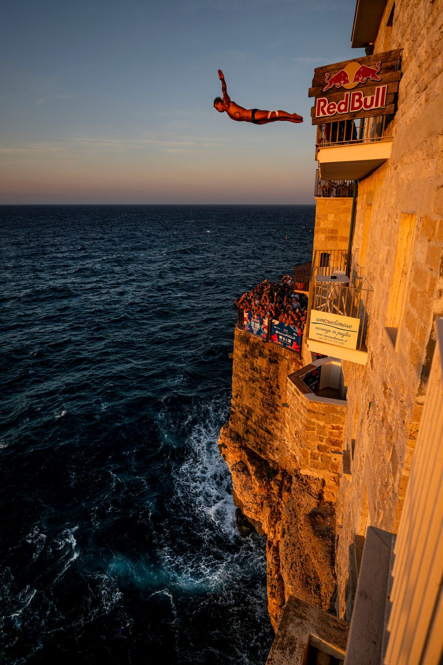 Nikita Fedotov competes in the Red Bull Cliff Diving World Series in Polignano a Mare, Italy, on Saturday, June 28.