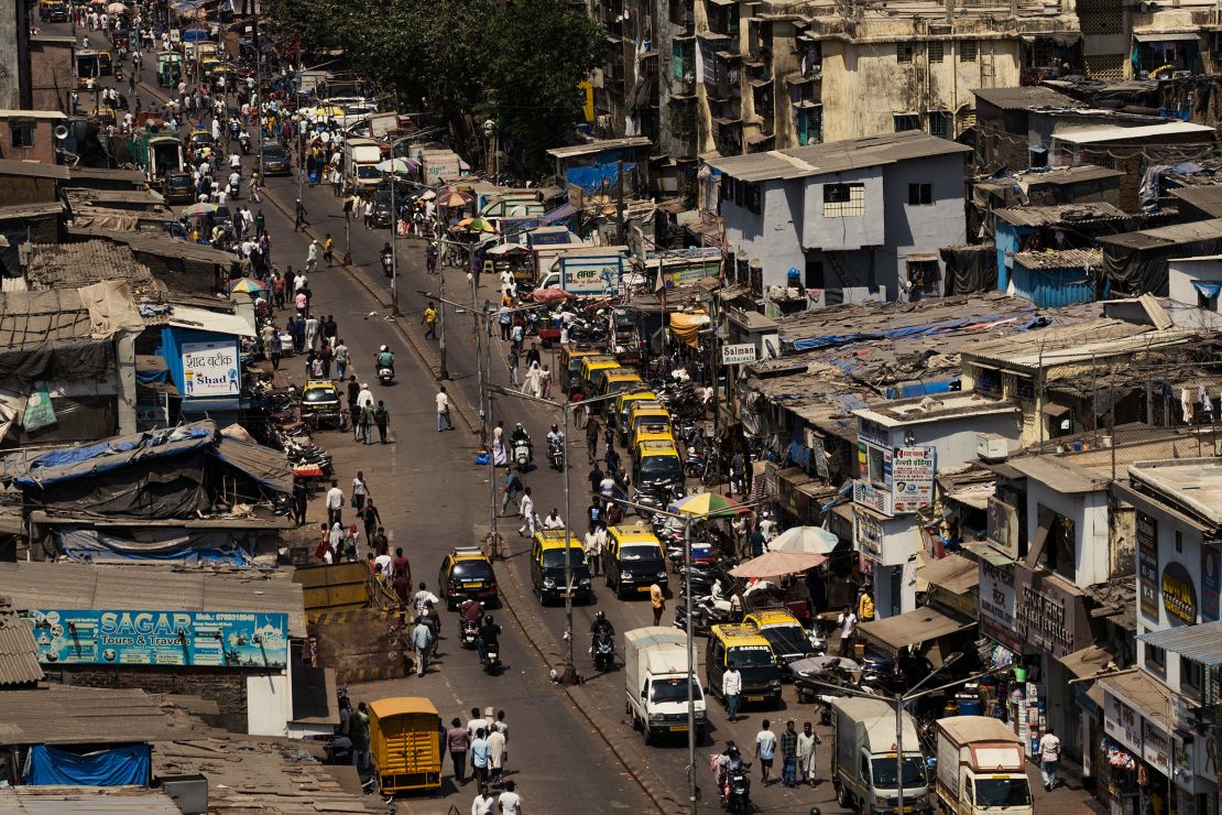 A view of the Dharavi slum in Mumbai, India, on April 14, 2024