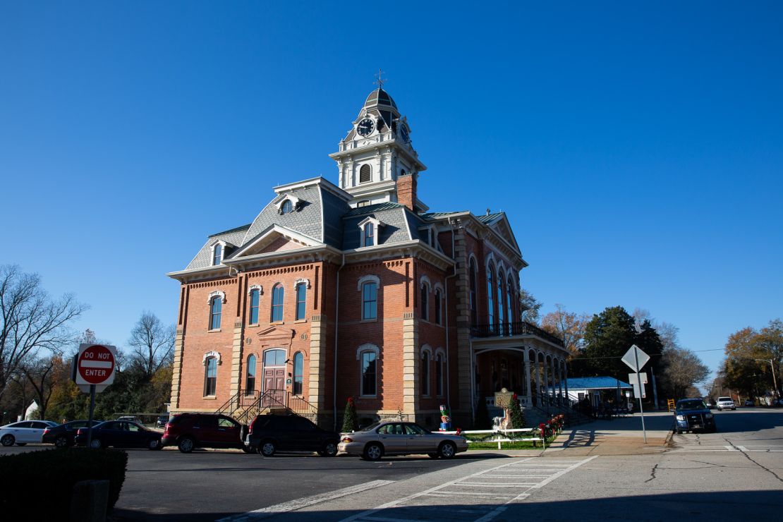 The Hancock County Courthouse was rebuilt in 2014 after fire consumed much of the structure built starting in 1881.