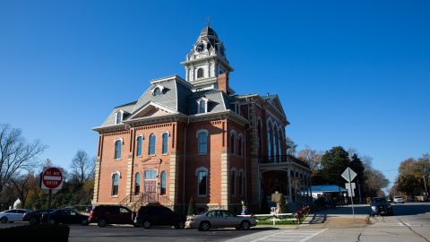 The Hancock County Courthouse was rebuilt in 2014 after fire consumed much of the structure built starting in 1881.