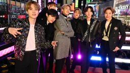 NEW YORK, NEW YORK - DECEMBER 31: BTS attendJin Dick Clark's New Year's Rockin' Eve With Ryan Seacrest 2020 on December 31, 2019 in New York City. (Photo by Astrid Stawiarz/Getty Images for Dick Clark Productions )