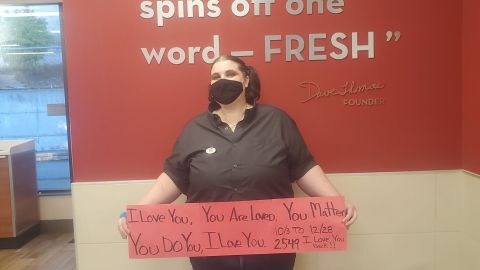 April DiDonna has been telling Wendy's customers "I love you" for three months and thousands have said it back.