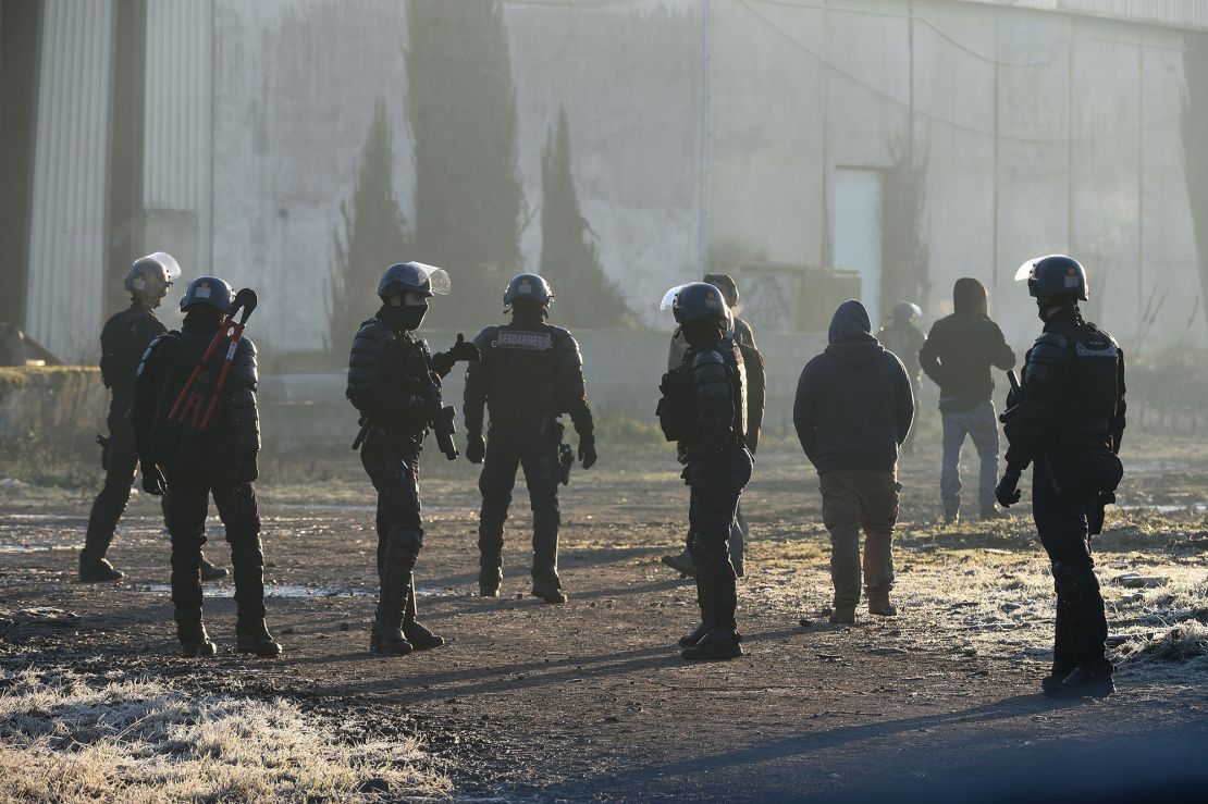 French gendarmes break up the rave in Lieuron on January 2.