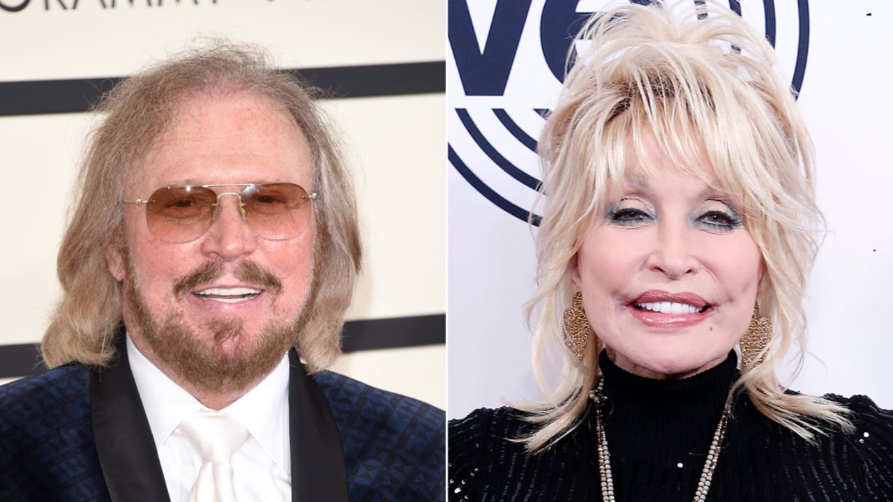Bee Gees singer Barry Gibb (left) and Dolly Parton (right) have teamed up for a remake of the Bee Gees' classic song "Words."