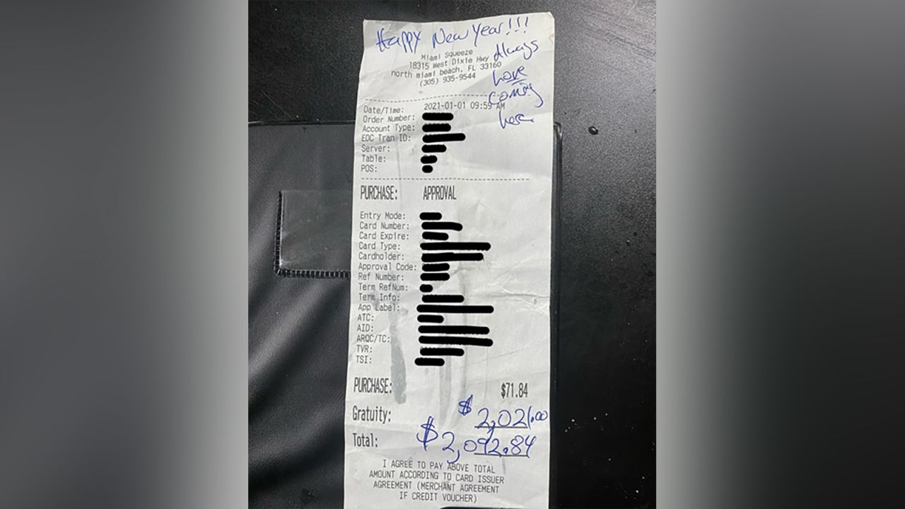 The tip was made by a regular customer who just wanted to give the restaurant's staff a gift. 