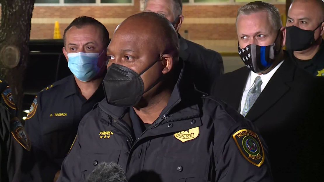 Houston Police Department Assistant Chief Troy Finner speaks during a press conference after three sheriff's deputies were shot outside a nightclub on Sunday.