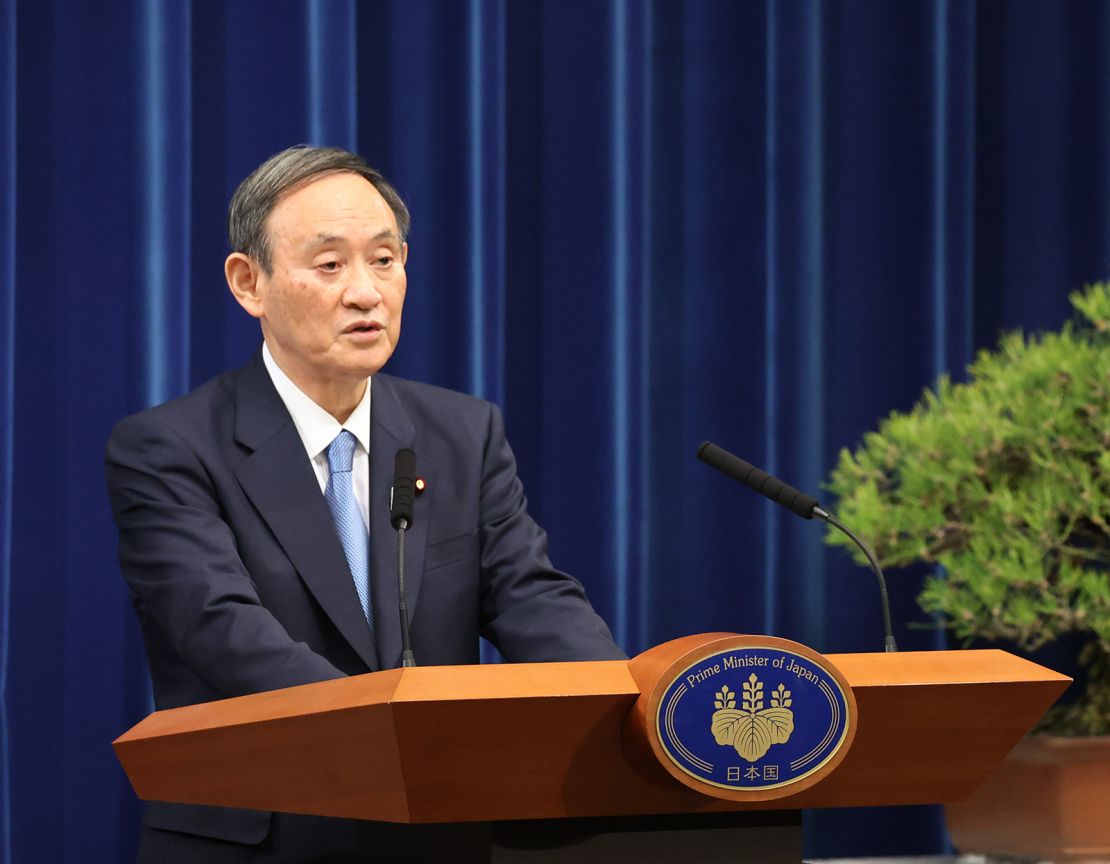 Japanese Prime Minister Yoshihide Suga at a press conference in Tokyo on January 4.