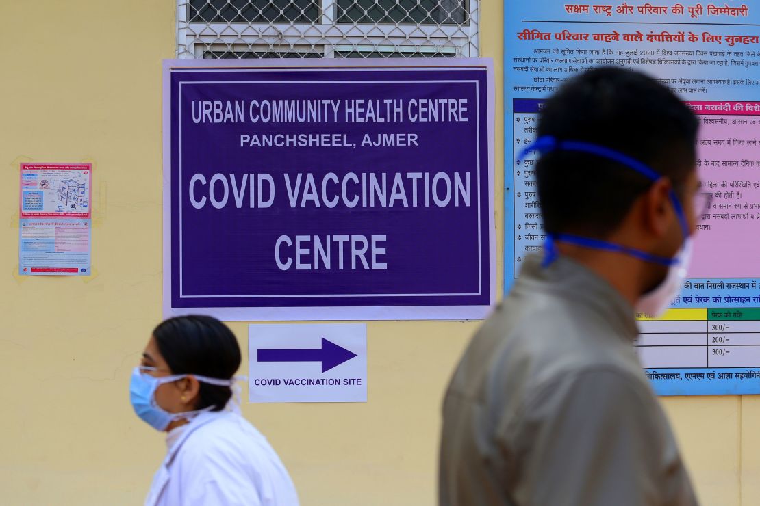 An Indian health official takes part in a dry run for Covid-19 vaccinations at an Urban Community Health Centre in Ajmer, Rajasthan, India on January 2.