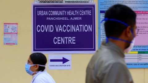 An Indian health official takes part in a dry run for Covid-19 vaccinations at an Urban Community Health Centre in Ajmer, Rajasthan, India on January 2.