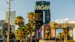 Signage is displayed in front of the MGM Grand Hotel and Casino in Las Vegas, Nevada, U.S., on Sunday, July 26, 2020. MGM Resorts International is scheduled to releasing earnings figures on July 30. Photographer: Roger Kisby/Bloomberg via Getty Images