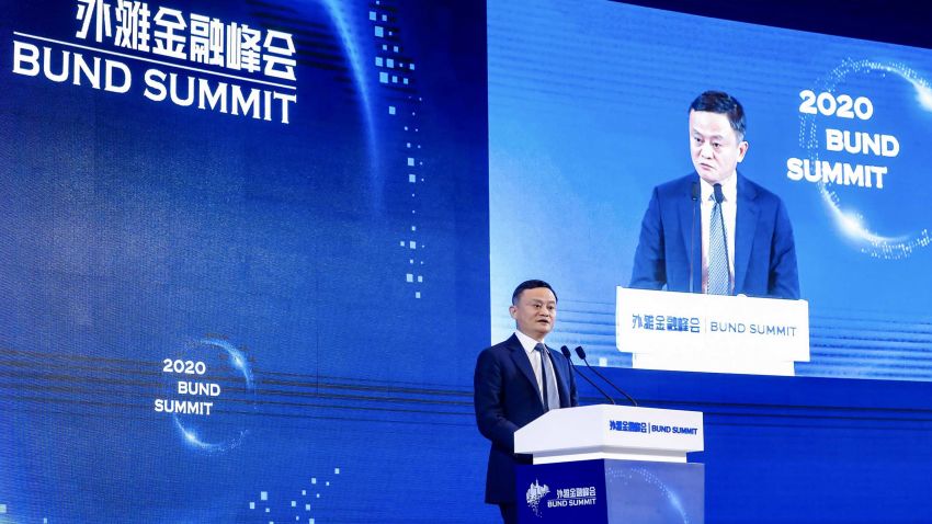 Jack Ma, the co-chair of the UN High-Level Panel on Digital Cooperation, founder of Alibaba Group, attends the Bund Summit in Shanghai. He says that the essence of finance is credit management. We must change the pawnshop idea of Finance and rely on the credit system. Shanghai, China, 24 October 2020.Jack Ma, the co-chair of the UN High-Level Panel on Digital Cooperation, founder of Alibaba Group, attended the Bund Summit in Shanghai. He says that the essence of finance is credit management. We must change the pawnshop idea of Finance and rely on the credit system.No Use China. No Use France.